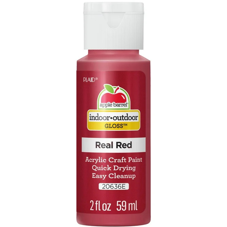 Apple Barrel Acrylic Craft Paint, Gloss Finish, Real Red, 2 fl oz - Walmart.com | Walmart (US)
