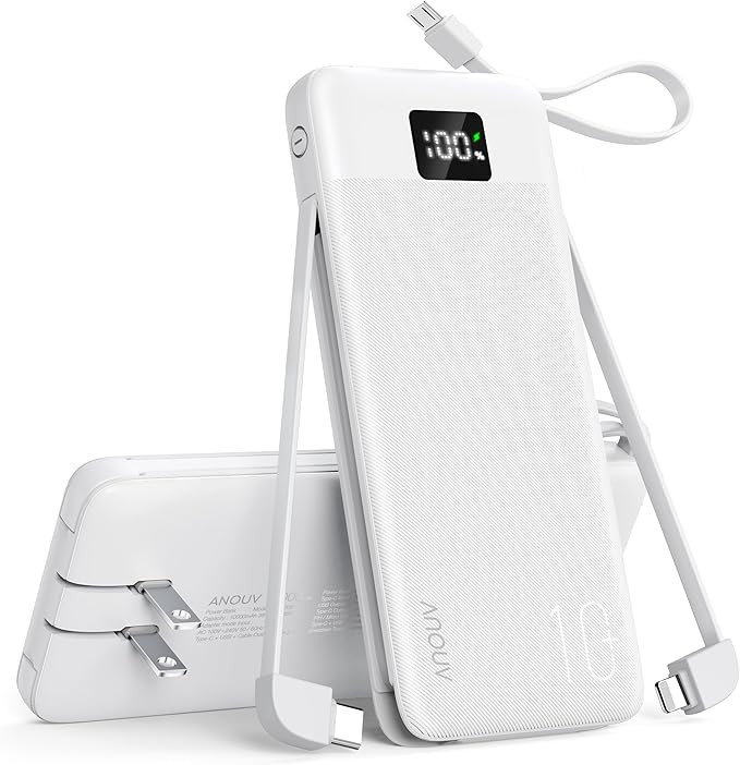 Portable Charger with Built-in Cables&AC Wall Plug,10000mAh Power Bank,PD 22.5W USB-C Fast Chargi... | Amazon (US)