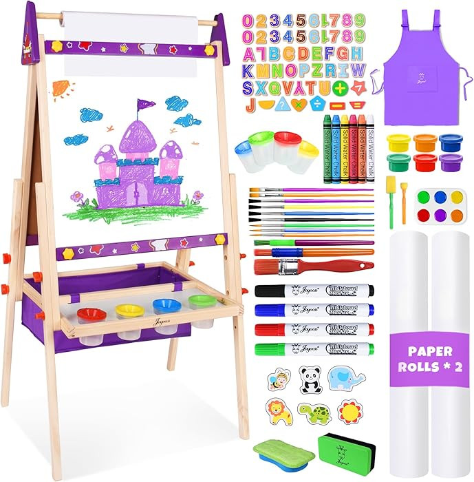 Joyooss Art Easel for Kids Easel for Toddlers,Adjustable Standing Wooden Toddler Easels Kid White... | Amazon (US)