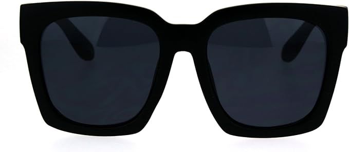 SUPER Oversized Square Sunglasses Womens Modern Hipster Fashion Matte Black | Amazon (US)