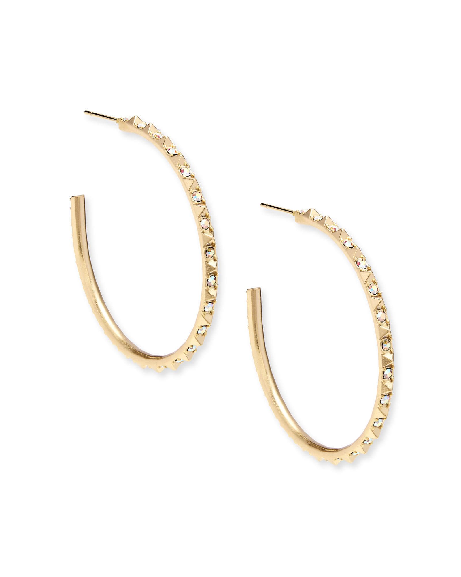 Veronica Gold Hoop Earrings in Iridescent Crystal | Kendra Scott