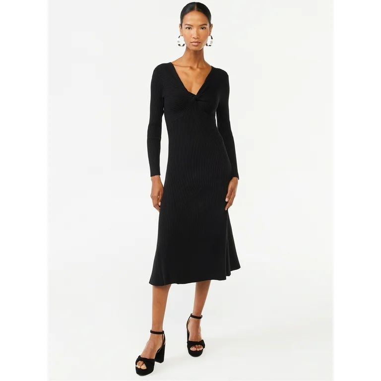 Scoop Women's Midi Sweater Dress with Twist Neck | Walmart (US)