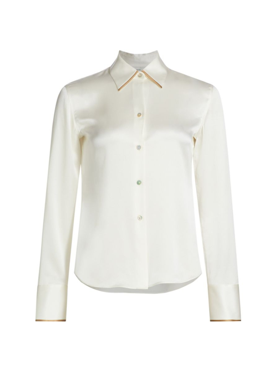 Tipped Satin Silk Shirt | Saks Fifth Avenue
