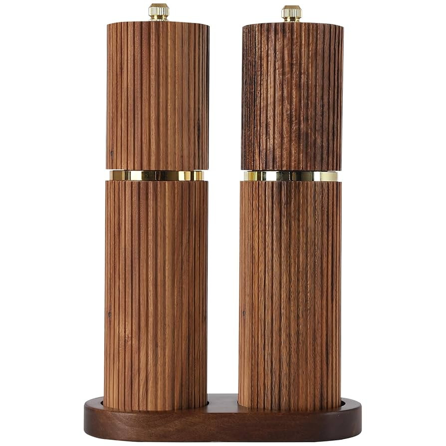 Wooden Salt and Pepper Grinder Set, Refillable Salt and Pepper grinder with adjustable Coarseness... | Amazon (US)