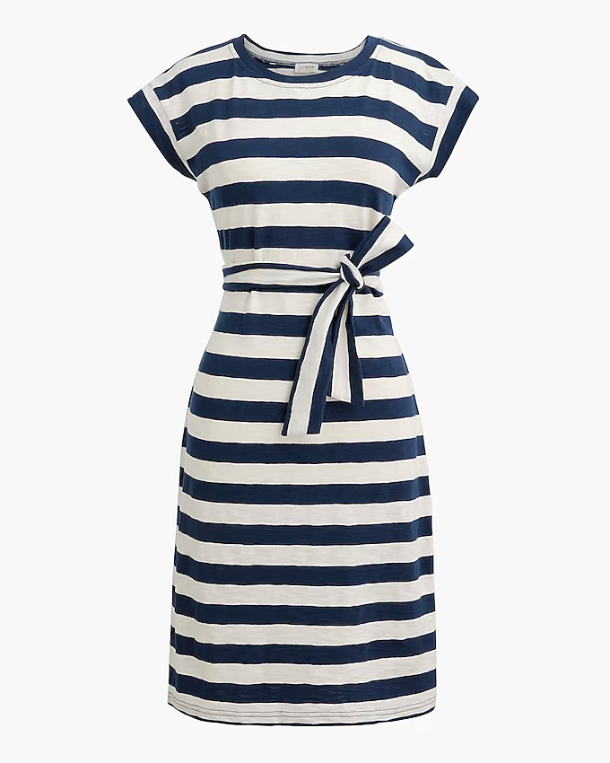Short-sleeve striped tie-waist T-shirt dress | J.Crew Factory