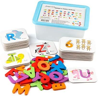 Joqutoys Alphabet and Numbers Flashcards Set, ABC Wooden Jigsaw Puzzle Peg Board Set, Montessori ... | Amazon (US)