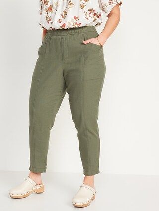 High-Waisted Cropped Linen Pants for Women | Old Navy (US)