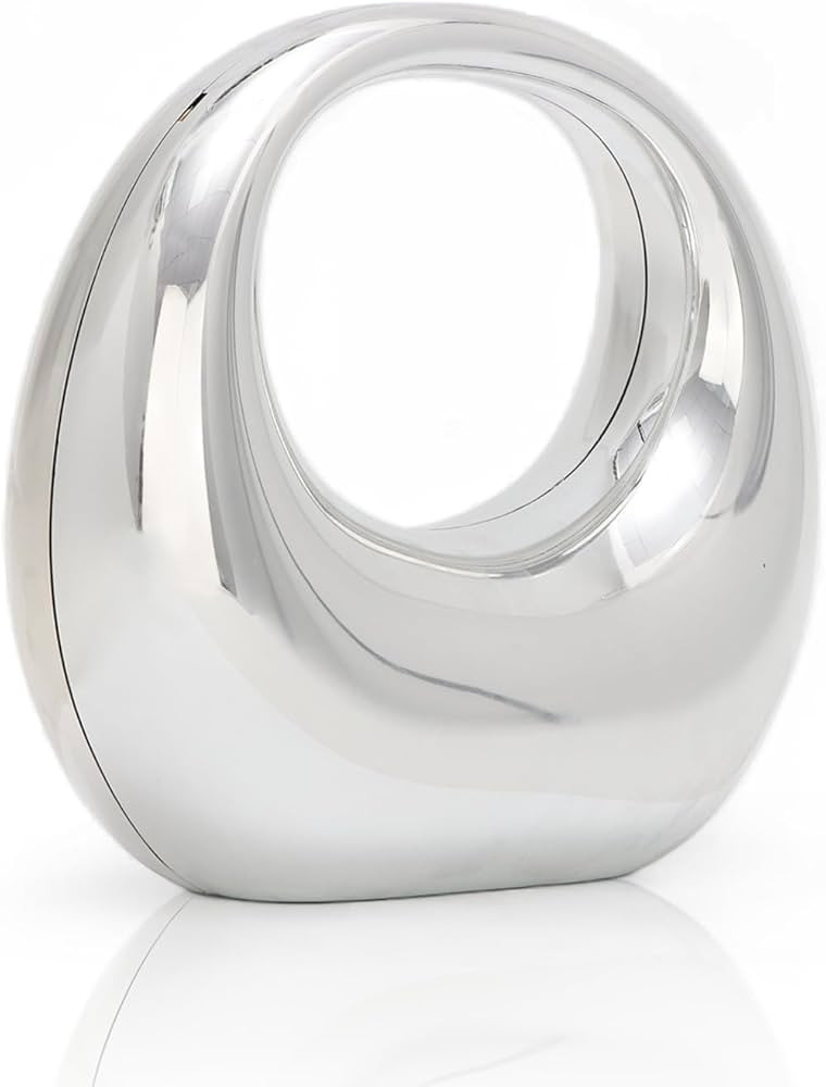 Metallic Moon Shaped Acrylic Hand Purse,Chrome Acrylic Clutch,Unique Evening Bag for Women | Amazon (US)