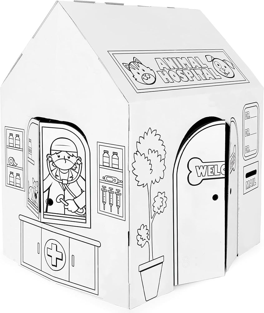 Easy Playhouse: Animal Hospital - Decorate & Personalize A Cardboard Play Fort, Color-Draw-Doodle... | Amazon (US)