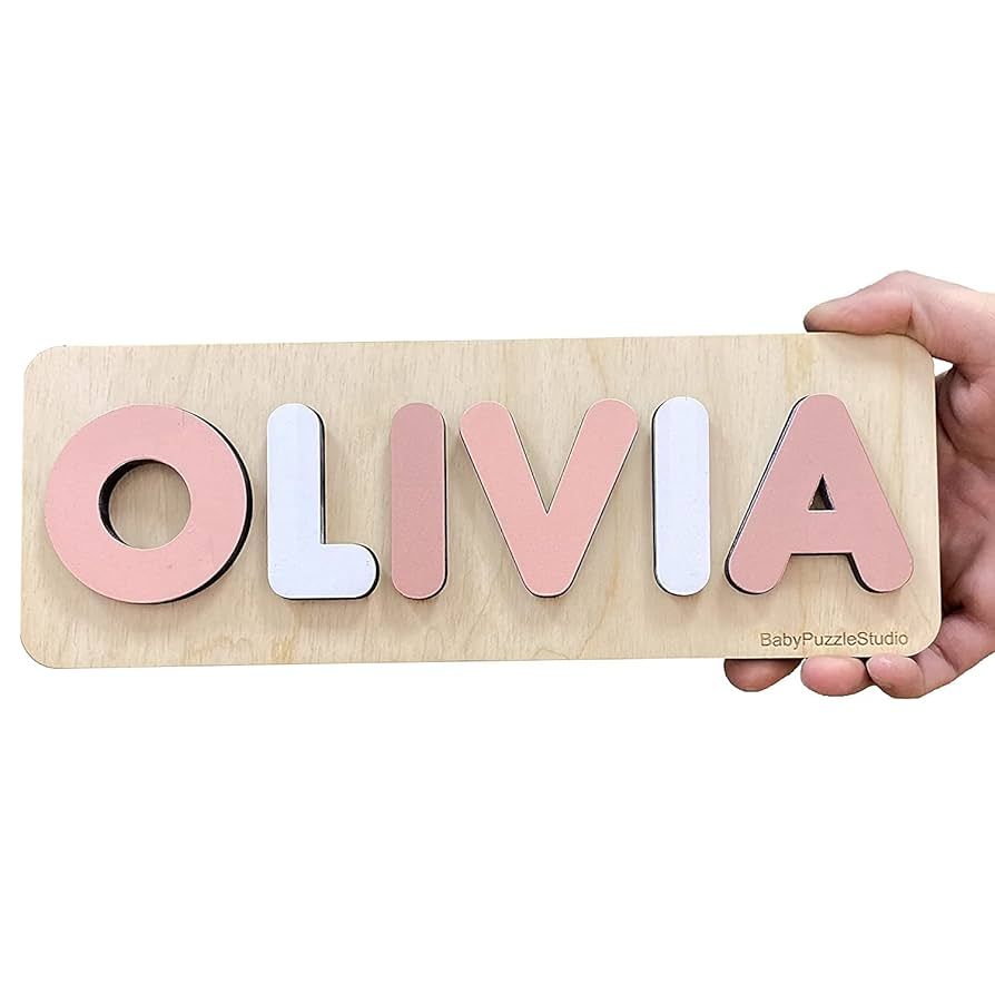 Baby Name Puzzle With Pegs Personalized Wooden Name Puzzle Wooden Toys Custom Name Signs Nursery ... | Amazon (US)