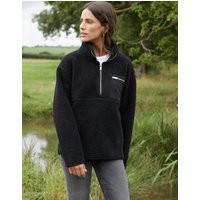 Womens 'Sian' Half Zip Borg Fleece - Black - M | NastyGal UK