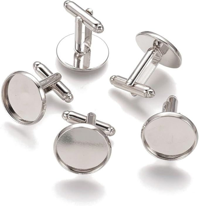 Pandahall 20pcs Brass Men's Cufflinks Cuff Button Cabochons Frame Tray Bezel Cufflink Blanks Sett... | Amazon (US)