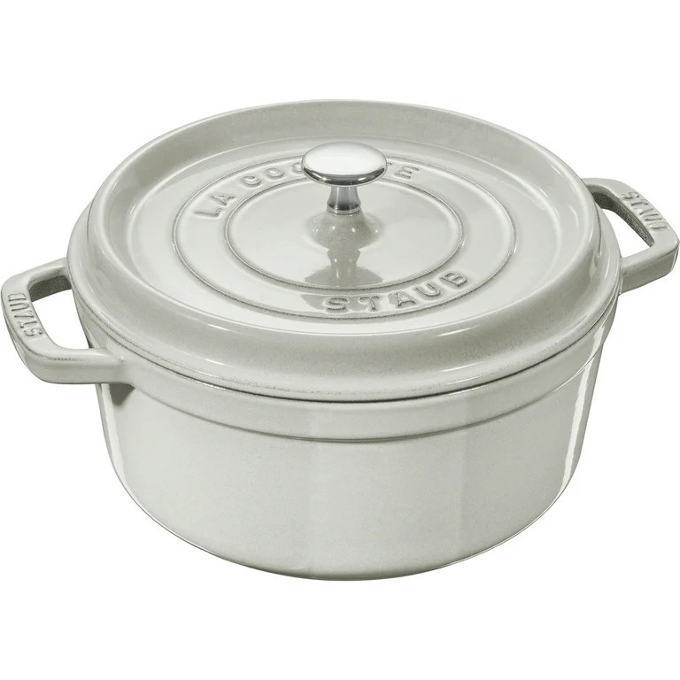 Staub Cast Iron Round Cocotte, Dutch Oven, 4-quart, serves 3-4, Made in France, White Truffle | Walmart (US)