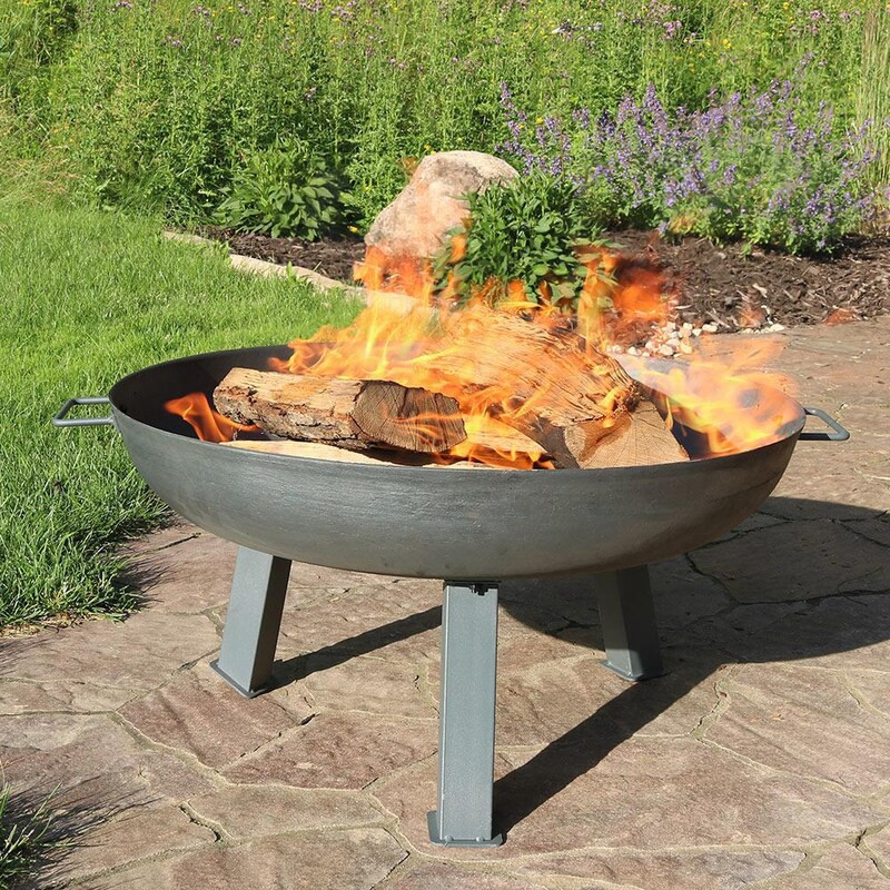 Ultimate Patio Rustic 30 Inch Round Cast Iron Wood-Burning Fire Pit in Dark Gray by - UP-RCM-LG2791-Steel | BBQ Guys