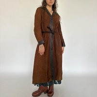 Vintage 1970S Brown Suede Trench Coat With Leather Trims/S-M | Etsy (US)