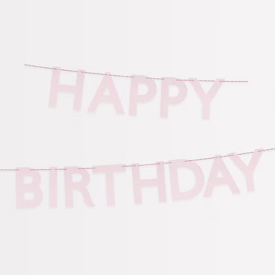 Meri Meri Pink Happy Birthday Garland (10' with excess cord - Pack of 1) | Target