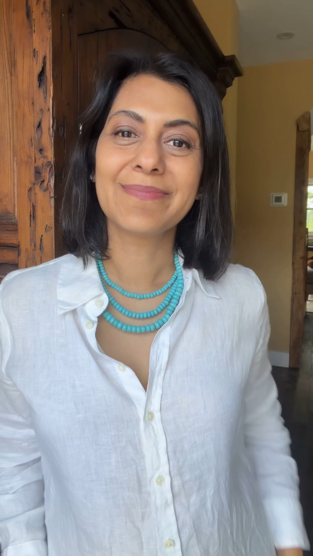After seeing years of delicate chains and initial pendants, I'm loving that statement necklaces are popular again.  I just bought this three-strand turquoise piece for summer.  💙 Nipa

#statementnecklace #turquoisebeads #jewelry #summeraccessories

#LTKootd