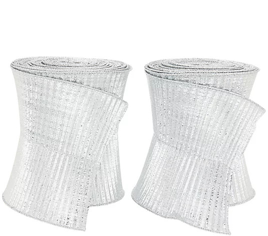 Set of (2) 5" x 15' Pleated Ribbon Set by Valerie - QVC.com | QVC
