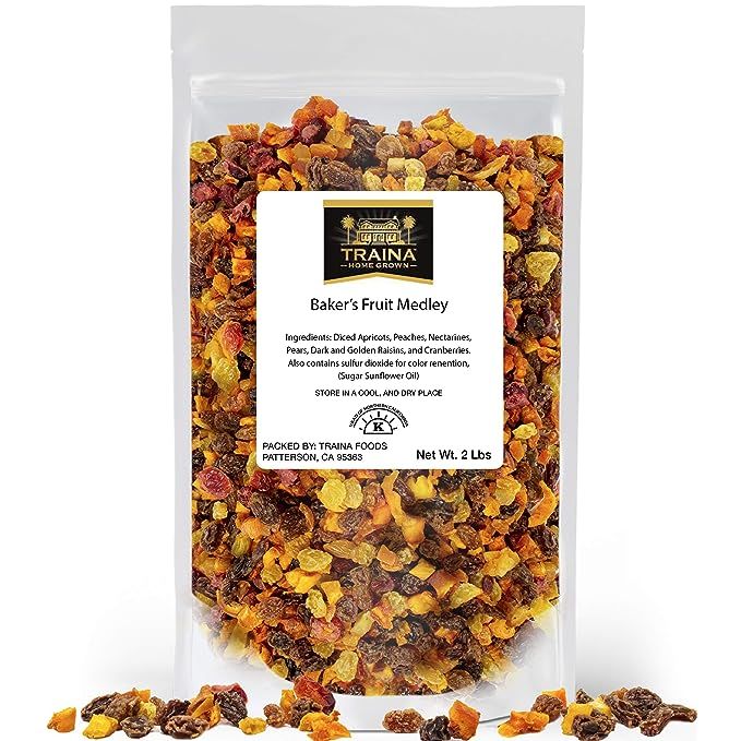 Traina Home Grown Sun Dried Baker’s Fruit Medley - Diced Peaches, Cranberries, Apricots, Pears,... | Amazon (US)