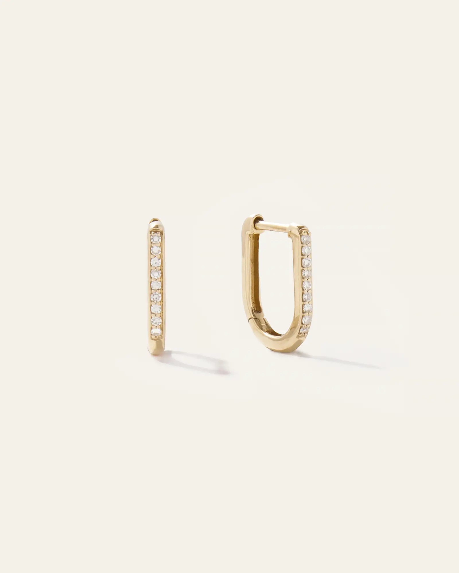 14K Gold Diamond Pave U Huggie Hoops | Quince