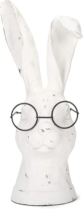 Raz Distressed Rabbit Floppy Ears Round Glasses 11 inch Resin Stone Decorative Figurine | Amazon (US)