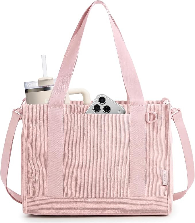 BAGSMART Corduroy Beach Tote Bag for Women Travel/Work, Small Crossbody Bag for Teacher/Nurse | Amazon (US)