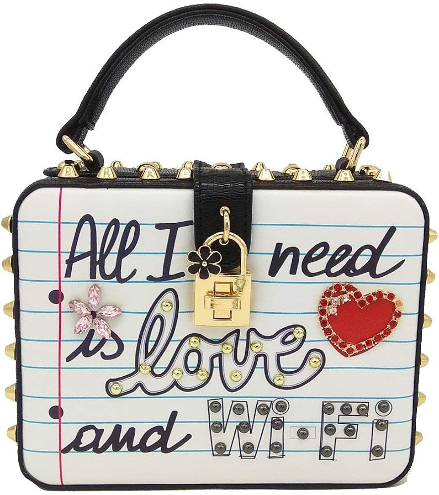 "All I Need Is LOVE and WIFI" Women's Fashion Faux Leather PU Shoulder Bag Crossbody Handbags | Amazon (US)