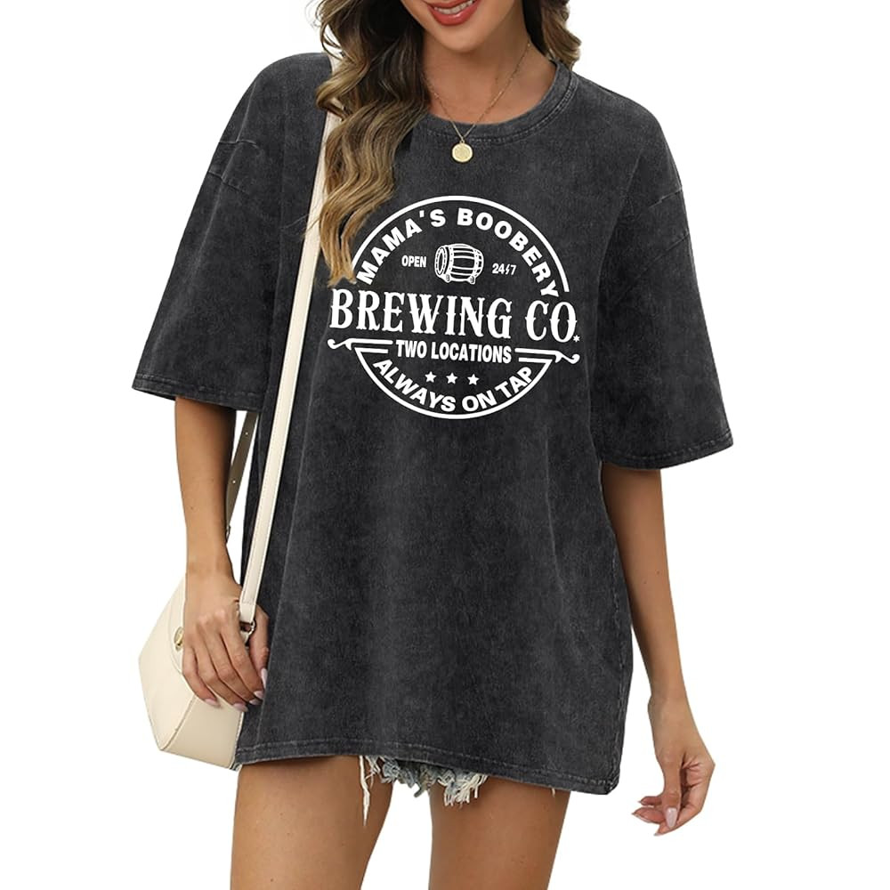 Womens Cotton Zipper Nursing Friendly Tops for Breastfeeding Mama Maternity Shirts Oversized Acid... | Amazon (US)