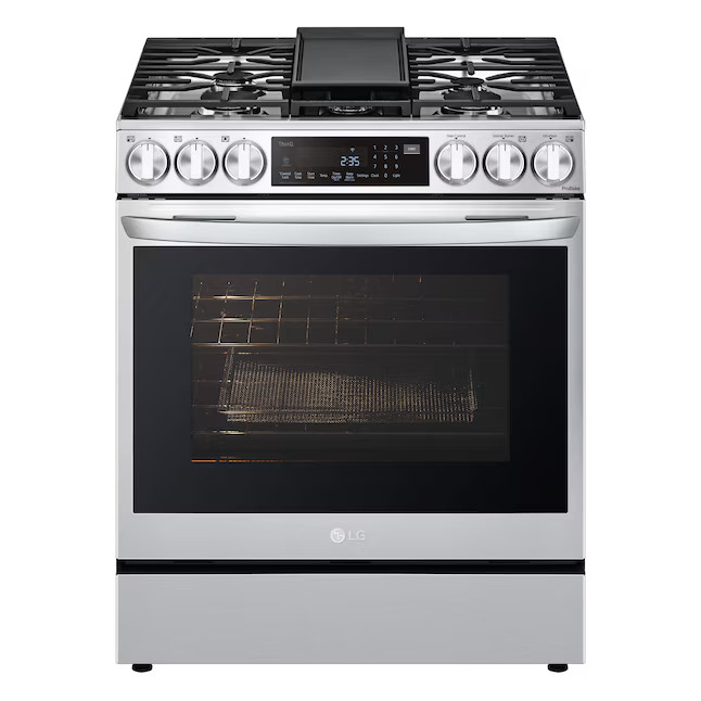 LG InstaView 30-in 5 Burners 6.3-cu ft Self-cleaning Air Fry Convection Oven Slide-in Smart Natur... | Lowe's