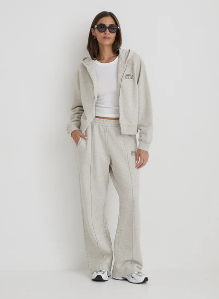 Grey Wide Leg Fourth Embroidered Jogger- Carey | 4th & Reckless