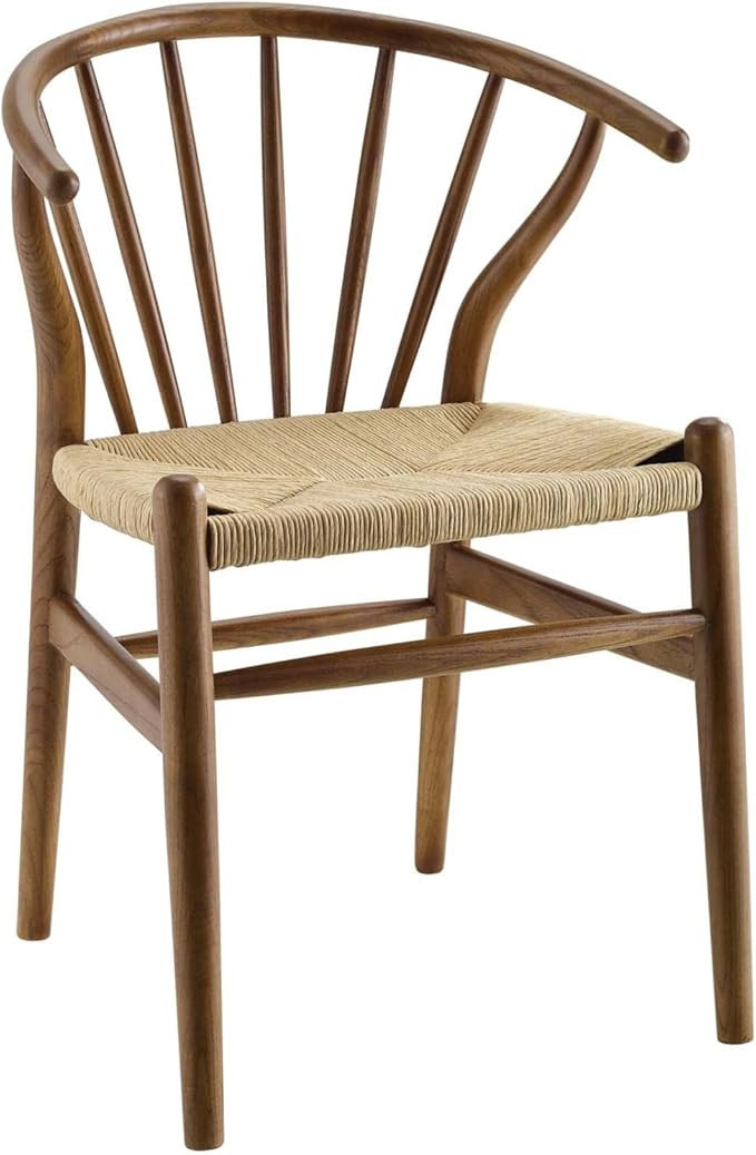 Modway Flourish Mid-Century Modern Rustic Farmhouse Wood Dining Chair in Walnut | Amazon (US)