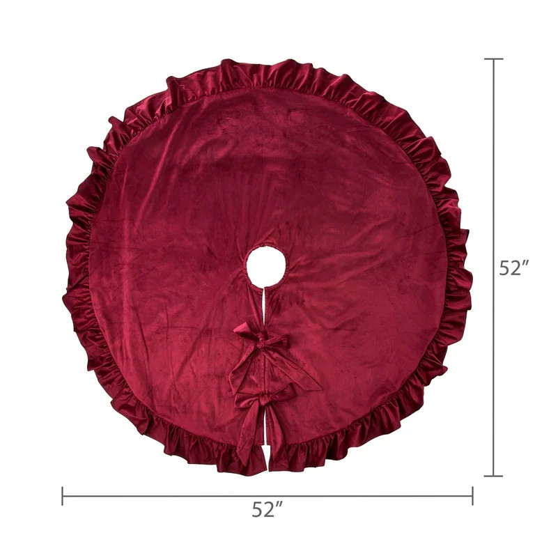 Red Ruffle Velvet Christmas Tree Skirt, 52", by My Texas House | Walmart (US)
