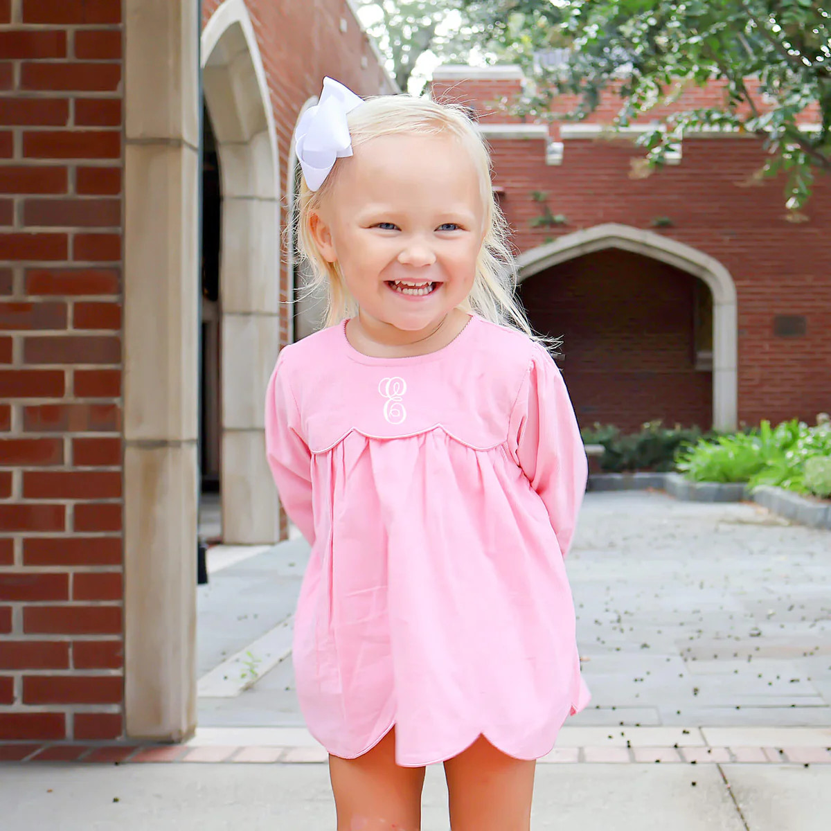 Pink Corduroy Scalloped Skirt Bubble | Classic Whimsy