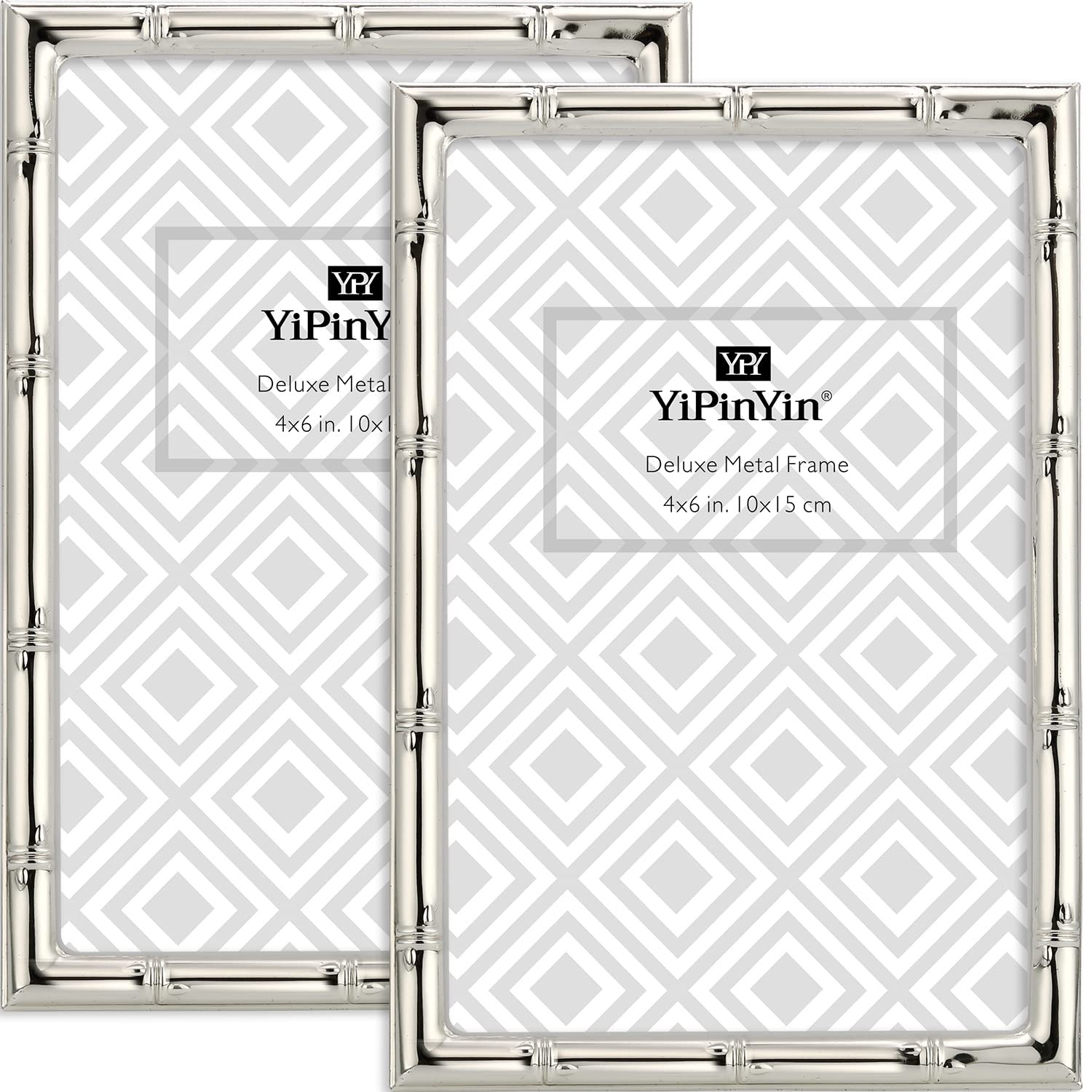 4x6'' Bamboo Detail Designs Silver Metal Picture Frame 2pack, Elegant Silver Plated Baby Nurse Ph... | Amazon (US)