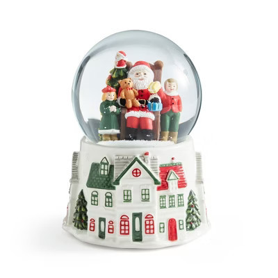 Spode Christmas Village Snow Globe Featuring Santa & Kids – Musical Holiday Snow Globe Decoration with Glass Dome, Light-Up Resin Base | Target
