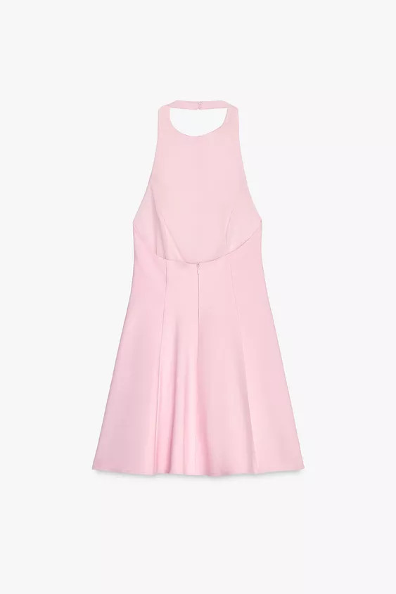 SHORT HALTER GODET DRESS | Zara US