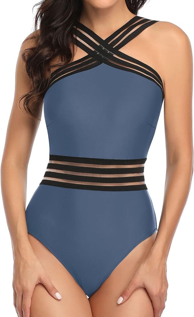 Tempt Me Women Crisscross One Piece Swimsuit Tummy Control Bathing Suit Front Crossover Swimwear | Amazon (US)