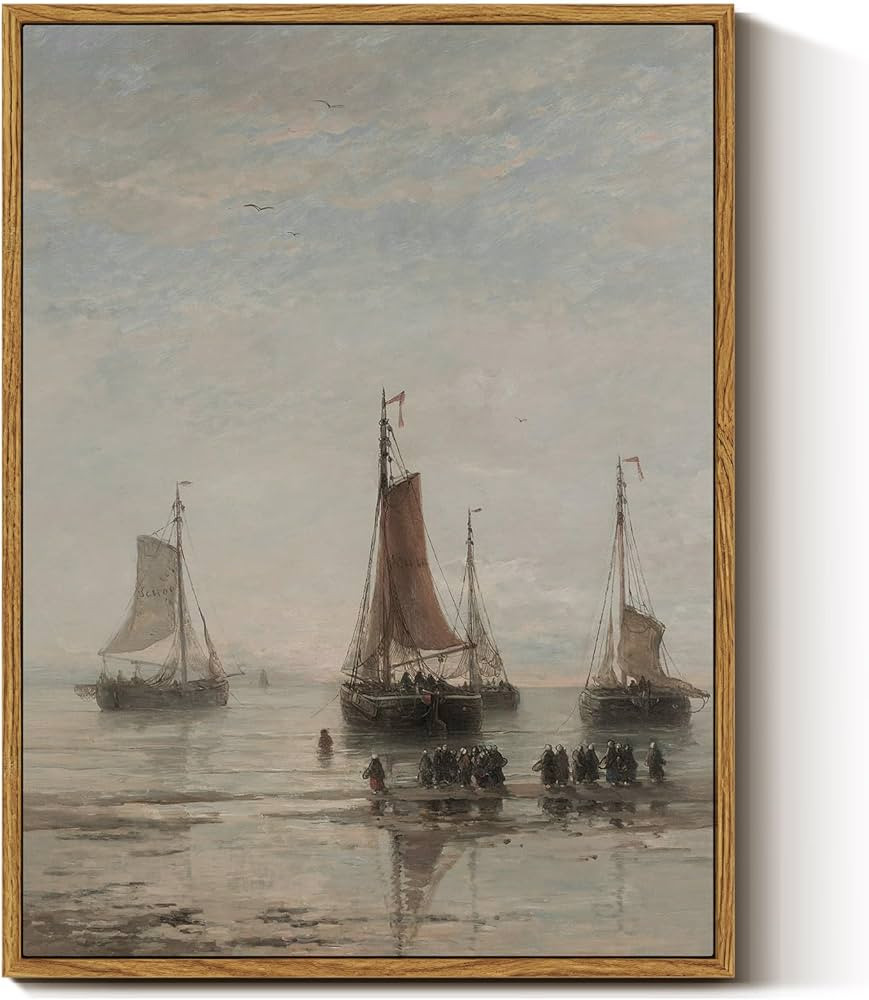 InSimSea Framed Canvas Prints Art Vintage Decor, Room Decor Classical Eclectic Marine Oil Paintin... | Amazon (US)