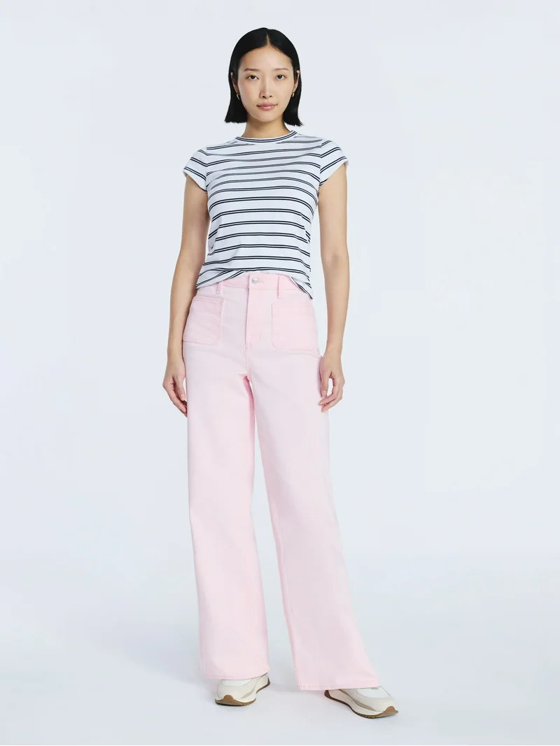 Free Assembly Women's and Women's Plus Cap Sleeve Tee, Sizes XS-4X | Walmart (US)