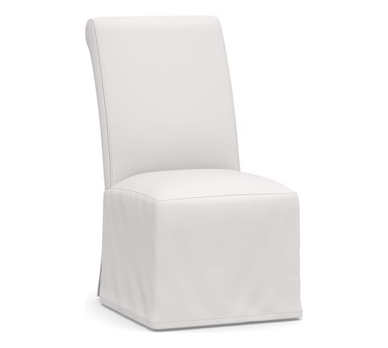 PB Comfort Dining Roll Long Side Chair Slipcover, Twill White | Pottery Barn (US)