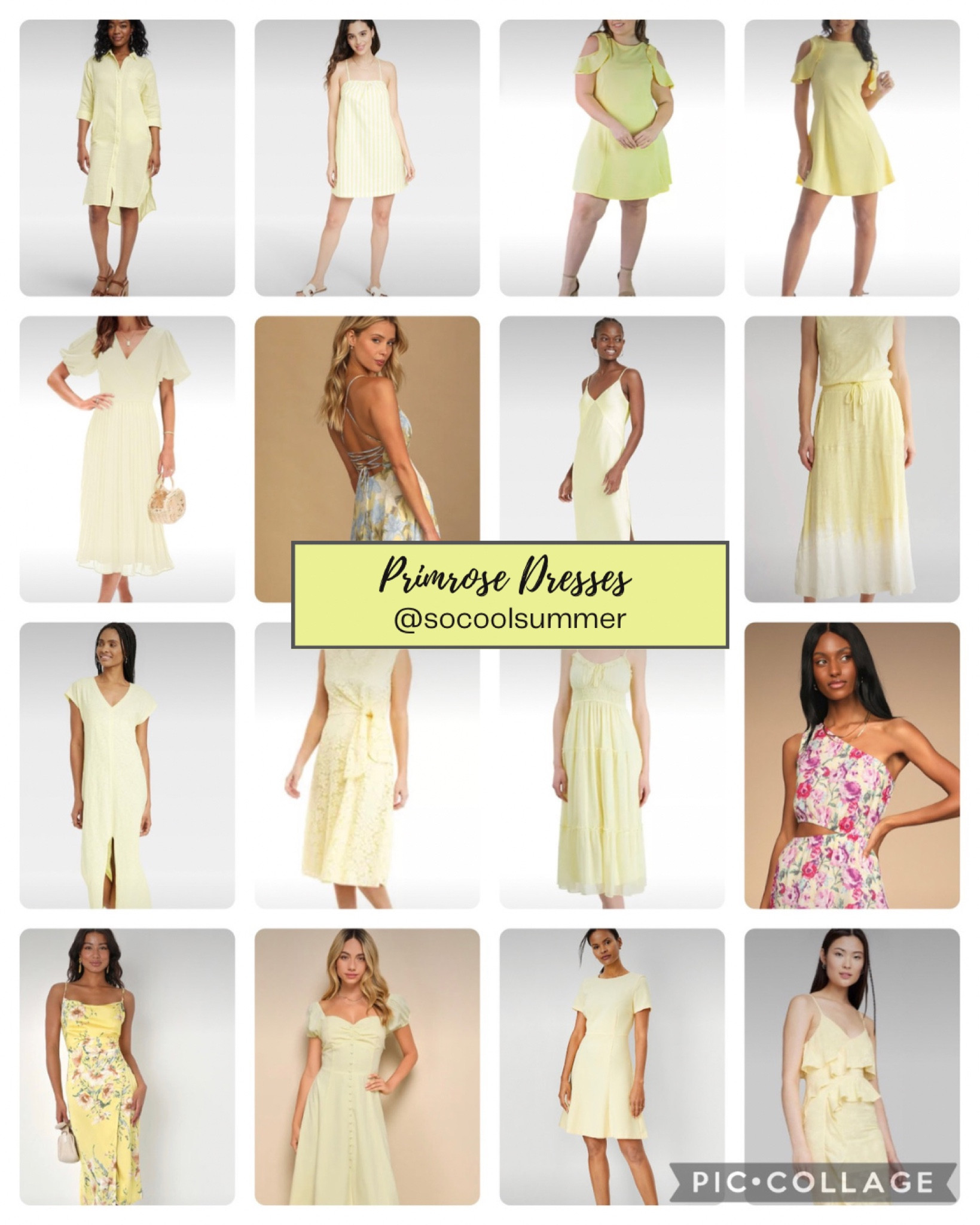 Primrose dresses for casual, work, weekend, and weddings.  From Lulu’s, Macy’s, Target, Ann Taylor, and others.

*these look cool toned online but yellows are tricky so please check the return policy!

#hocsummer #coolsummer #lightsummer #softsummer #pastelsummer #darksummer #brownsummer #sweetpeasummer #summerpalette #summerfinds

#LTKwedding #LTKworkwear #LTKfindsunder100