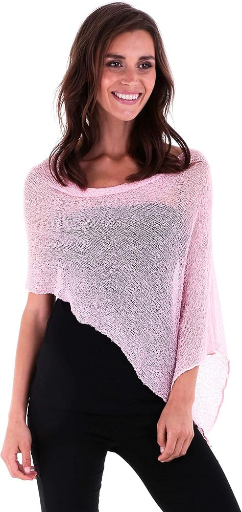 SHU-SHI Womens Sheer Knit Poncho Shrug Lightweight Cover Up One Size Fits Most | Amazon (US)