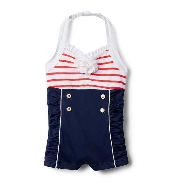 Colorblocked Striped Halter Swimsuit | Janie and Jack