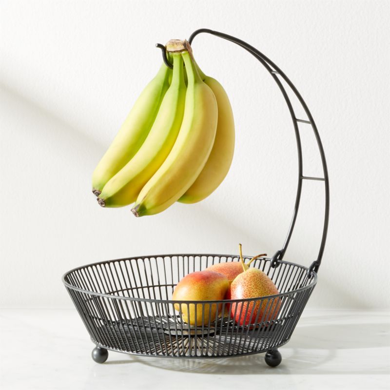 Barrett Banana Holder with Basket Graphite + Reviews | Crate & Barrel | Crate & Barrel