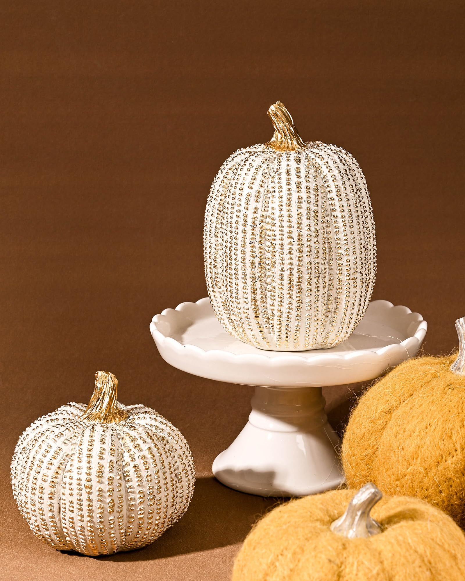 Fall Thanksgiving Pumpkin Decor Figurine Clearance, 2 PCS Fake Pumpkin Statues for HelloweenTable... | Amazon (US)