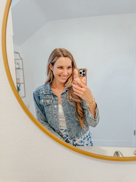 Up close on my outfit details with some of my favorite jewelry and my favorite jean jacket! I always get compliments on this jacket and the little pearls are so pretty!

Jean jacket. Pearl necklace. Pearl jacket. Good jewelry. Phone case. Coastal grandmother. Mom ootd. LTK sale  

#LTKstyletip #LTKSpringSale #LTKSeasonal