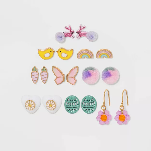 Girls' 9pk Easter Earring Set - Cat & Jack™ | Target