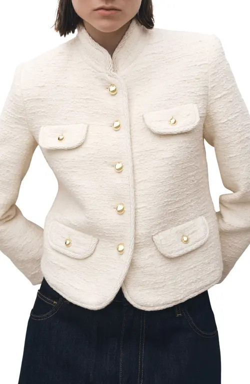 MANGO Tweed Jacket in Ecru at Nordstrom, Size Medium | Nordstrom