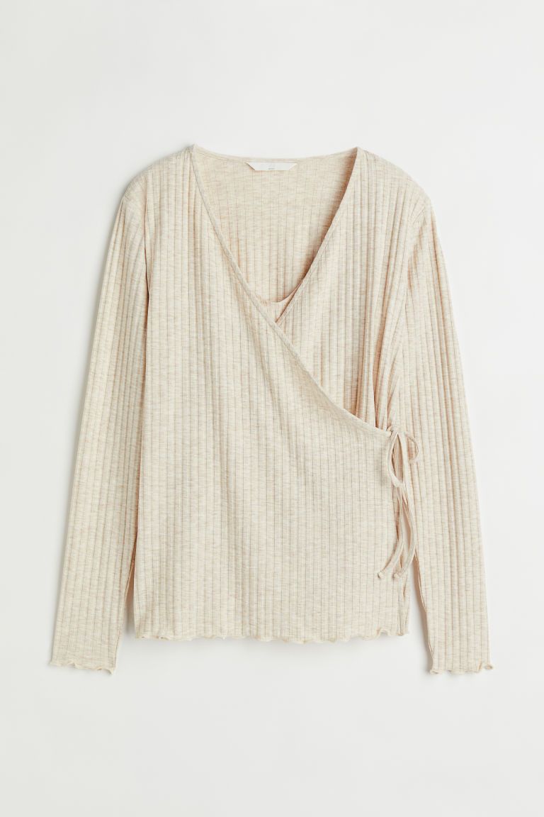 H & M - MAMA Ribbed Nursing Top - Beige | H&M (US + CA)