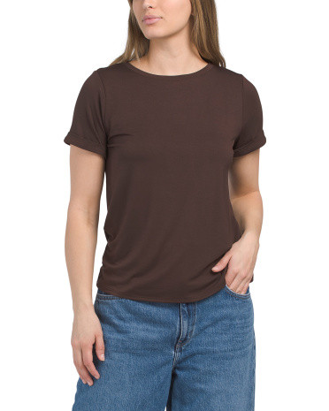 Rolled Cuff Short Sleeve Top | TJ Maxx